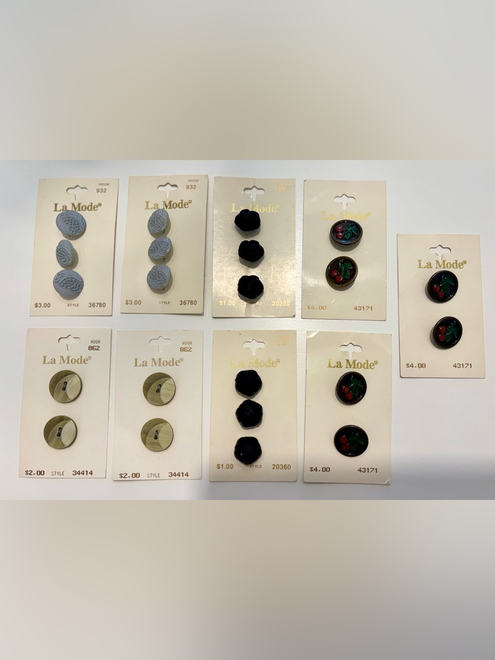 La Mode Vintage Button Collection 10 Cards Mixed Styles Made in Italy Germany